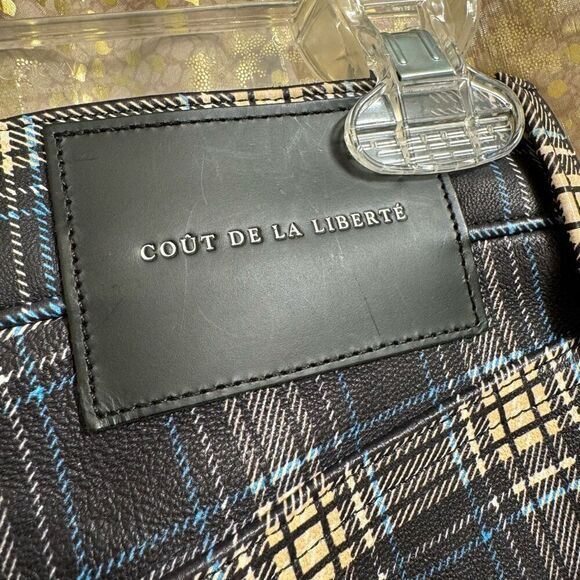 Cout De La Liberte Mens Jimmy Printed Plaid Leather Low Rise Flare Size 30 NWT - Picture 11 of 13